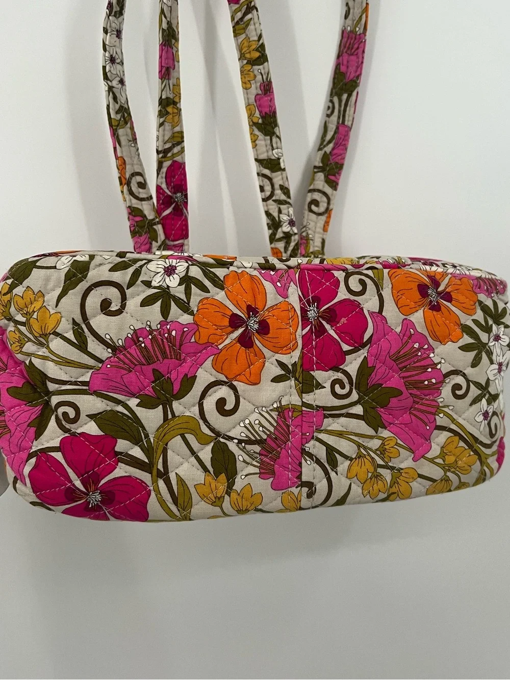 Vera Bradley Floral Quilted Shoulder Bag in Pink, Orange & Green